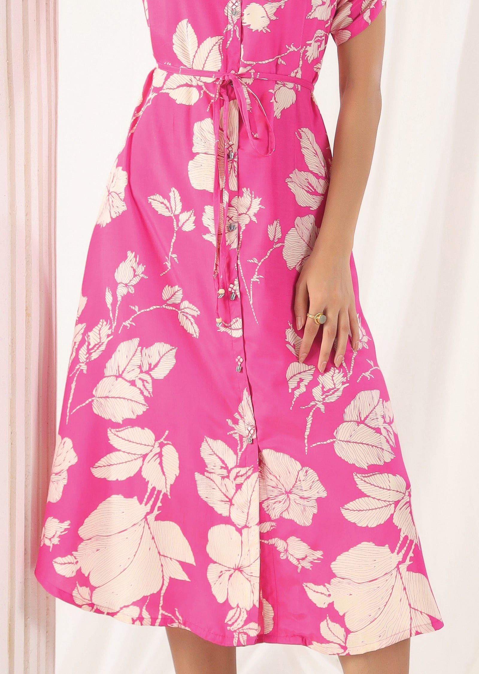 Pink Muslin Midi Dress