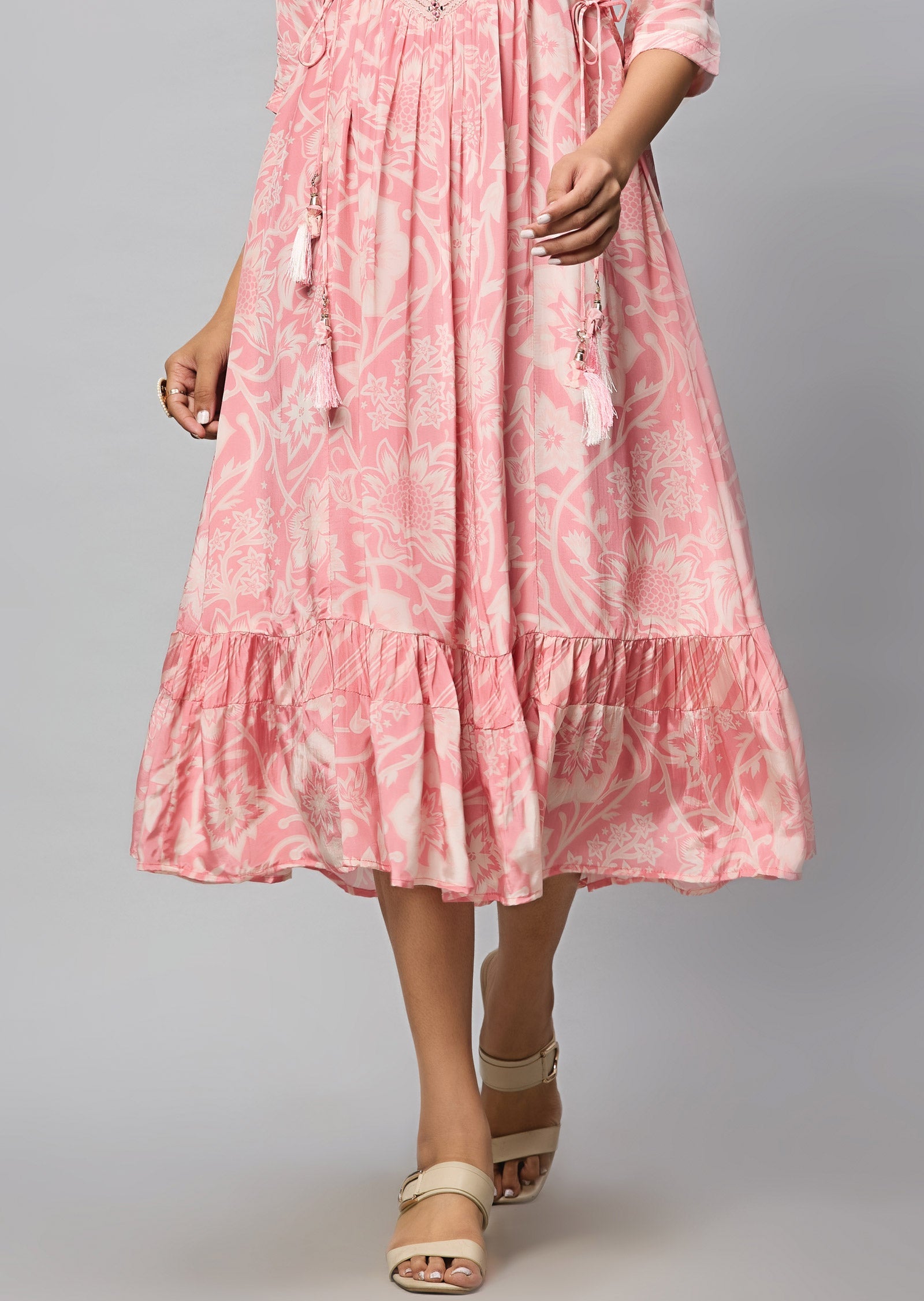 Pink Crepe Midi Dress