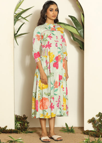 Mint Green Cotton Midi Dress