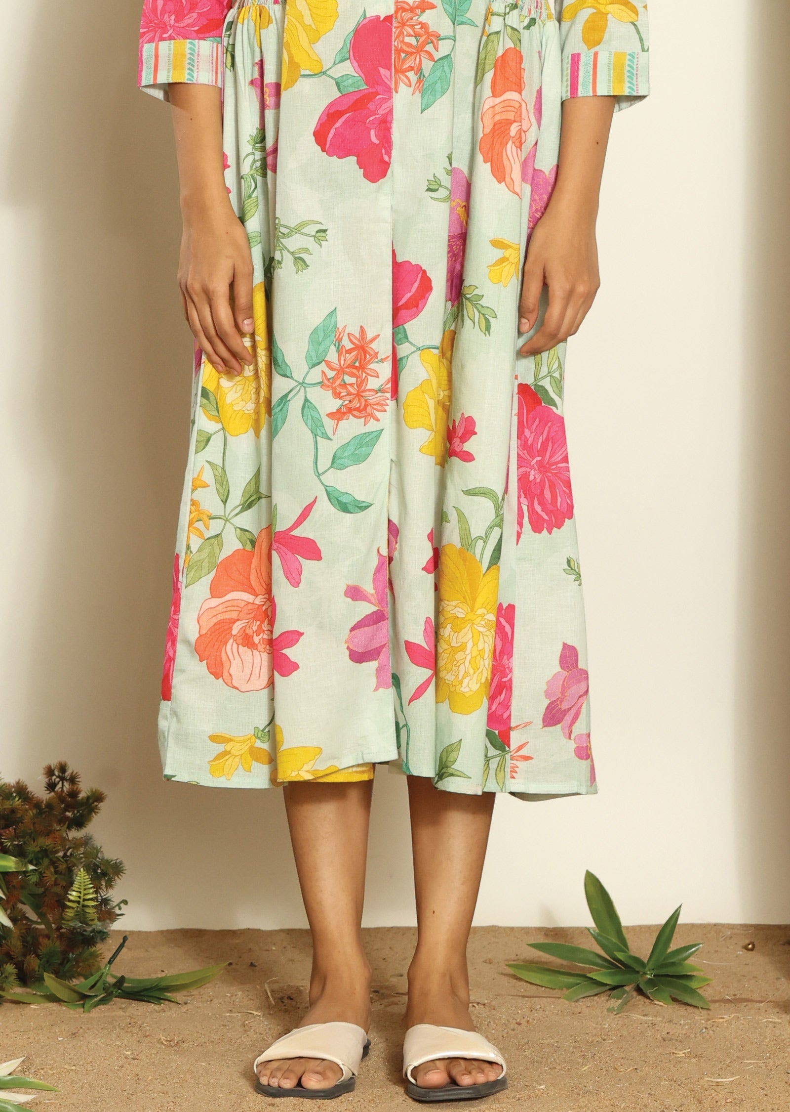 Mint Green Cotton Midi Dress