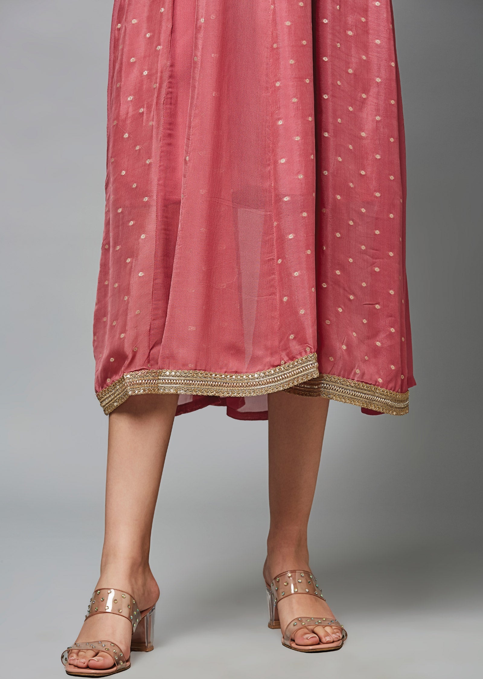 Dark Pink Banaras Georgette Midi Dress