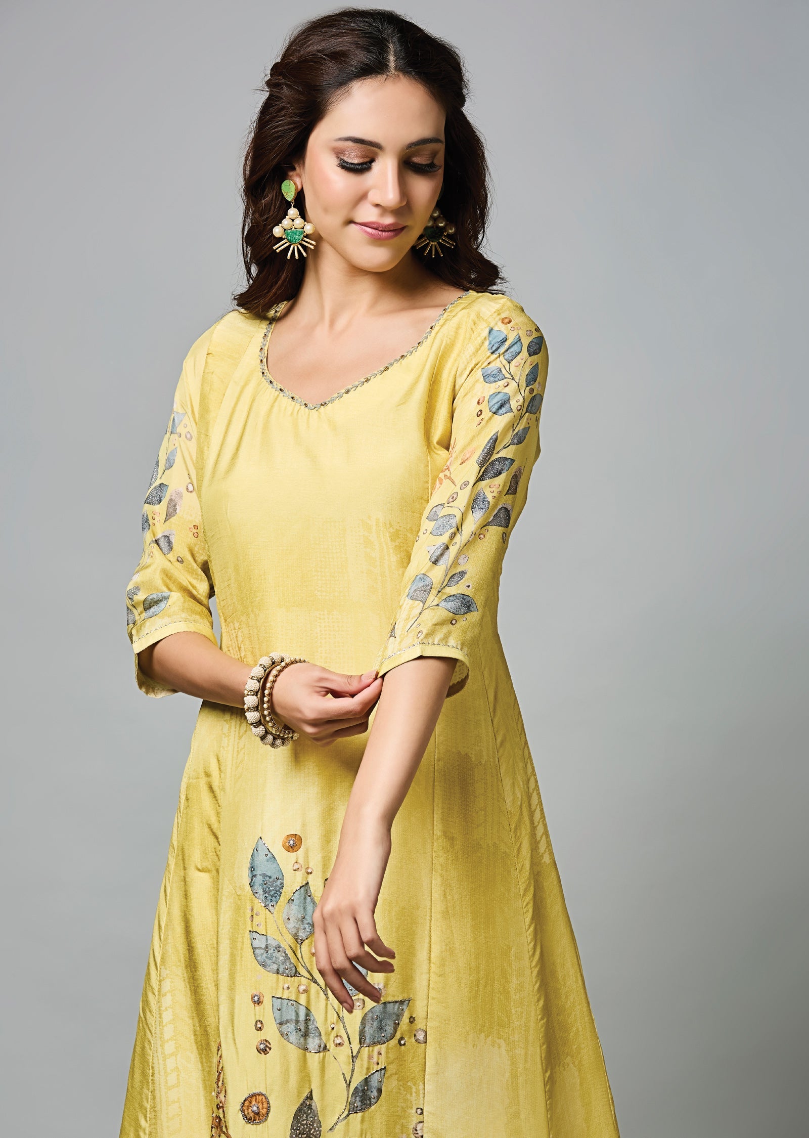 Light Yellow Dola Silk Midi Dress