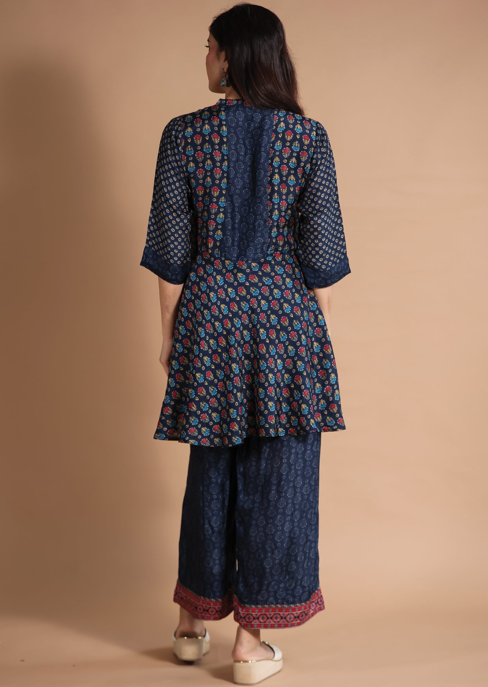 Navy Blue Chinnon Co-Ord Set