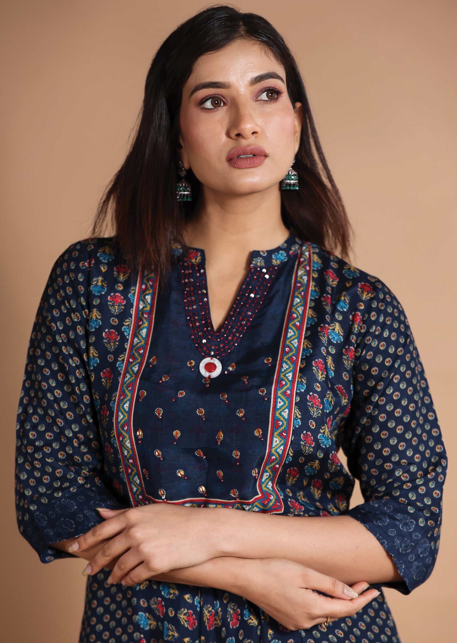 Navy Blue Chinnon Co-Ord Set