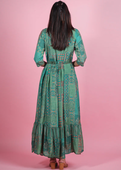 Green Muslin Kurti Full Length