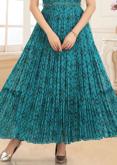 Rama Green Chiffon Long Dress
