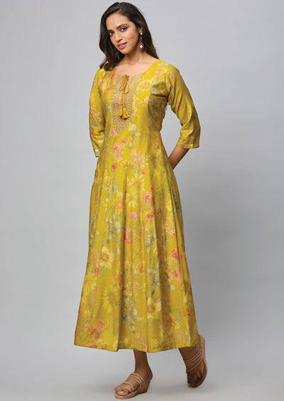 Mustard Muslin Long Dress