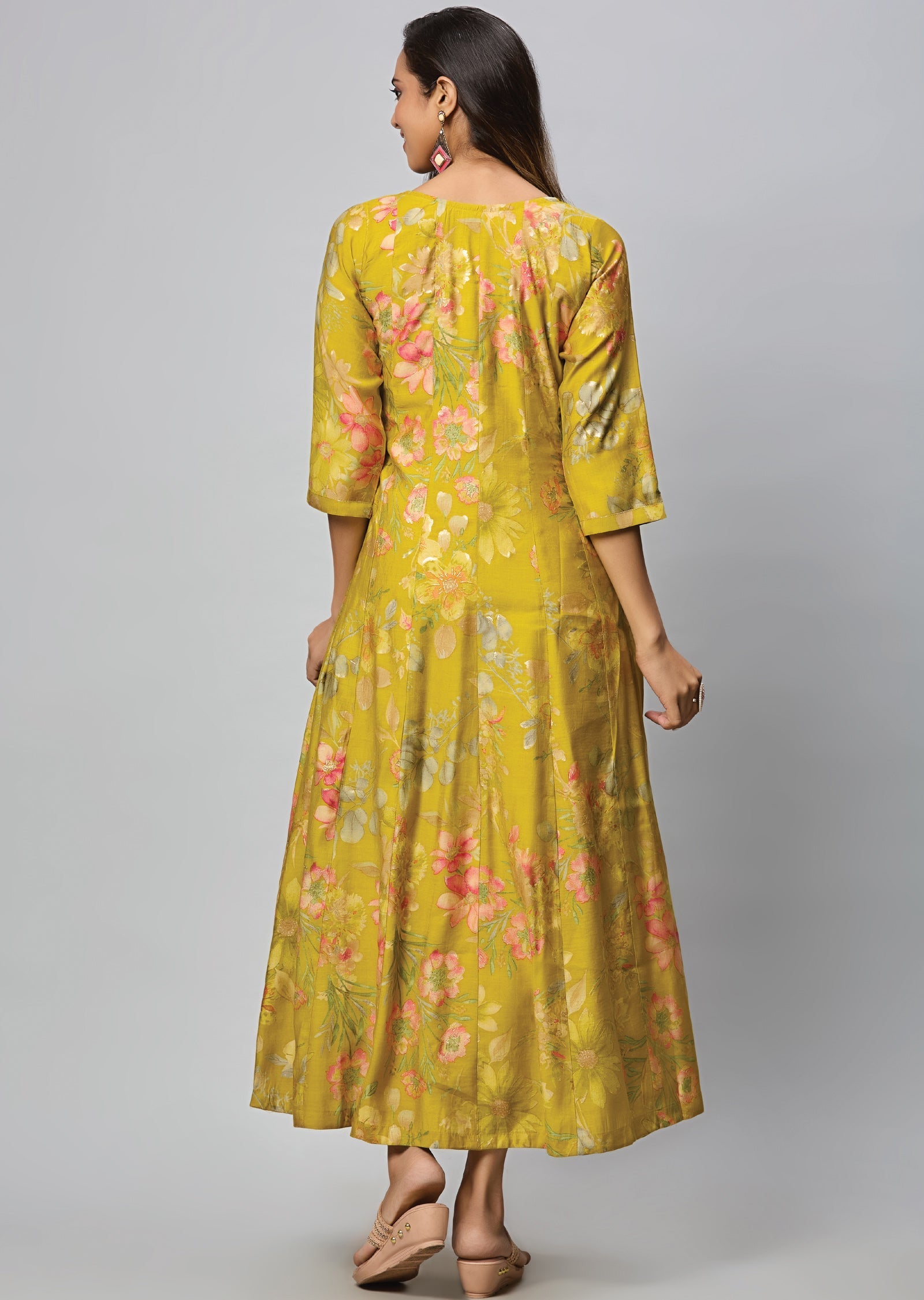 Mustard Muslin Long Dress