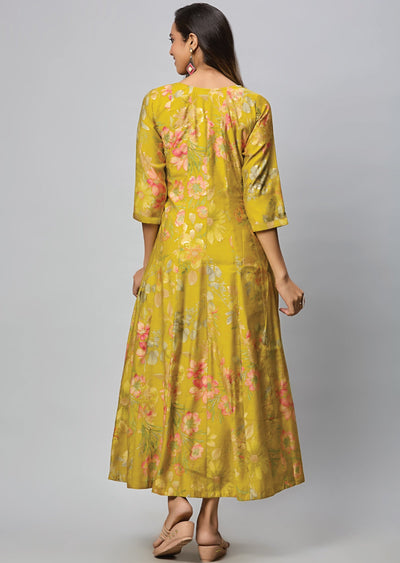 Mustard Muslin Long Dress