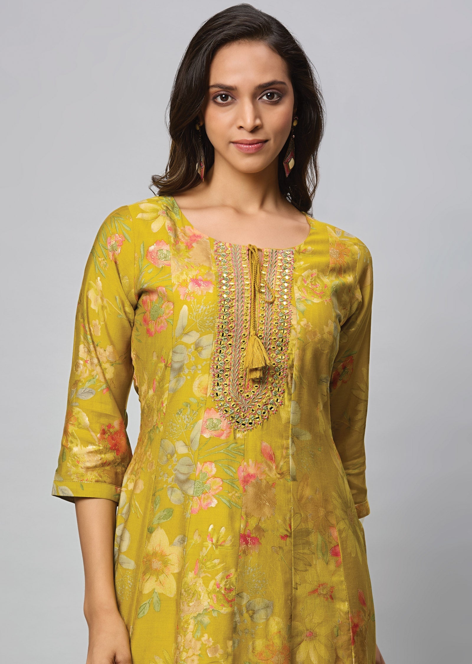 Mustard Muslin Long Dress