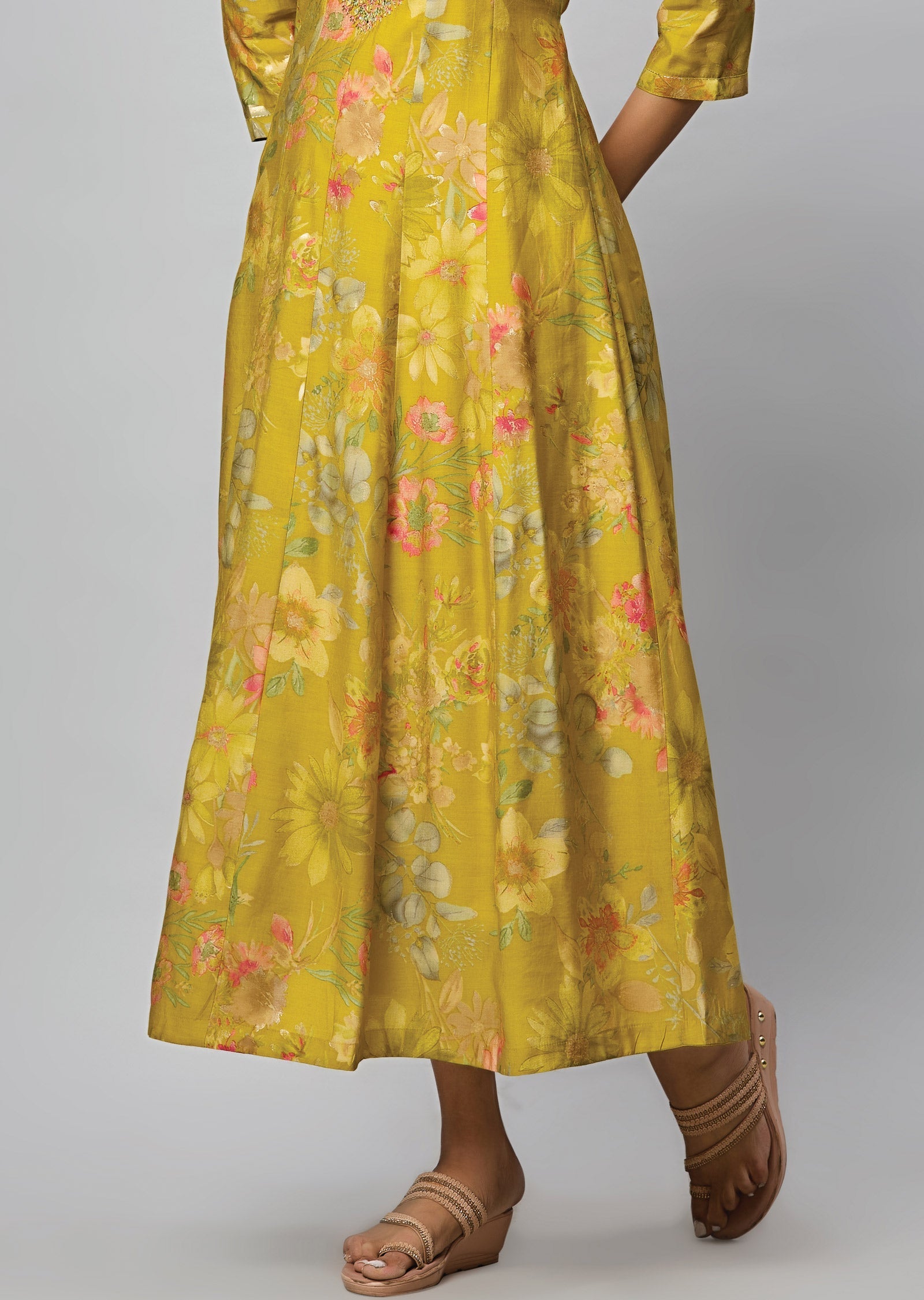 Mustard Muslin Long Dress