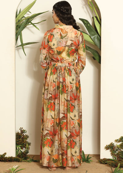 Multicolor Muslin Long Dress
