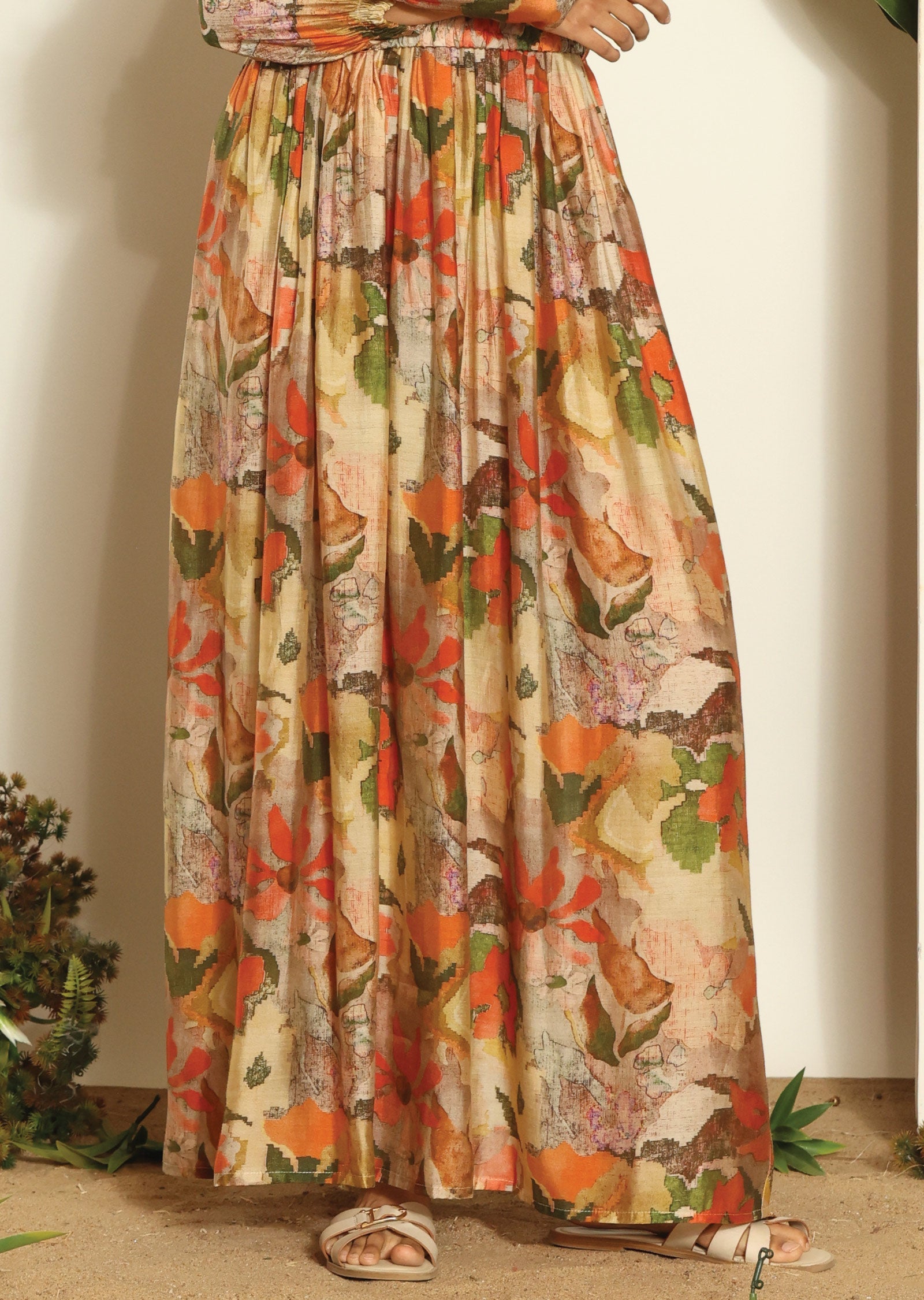 Multicolor Muslin Long Dress