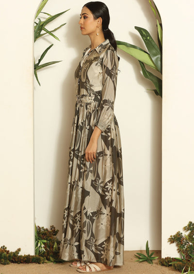Grey Muslin Long Dress
