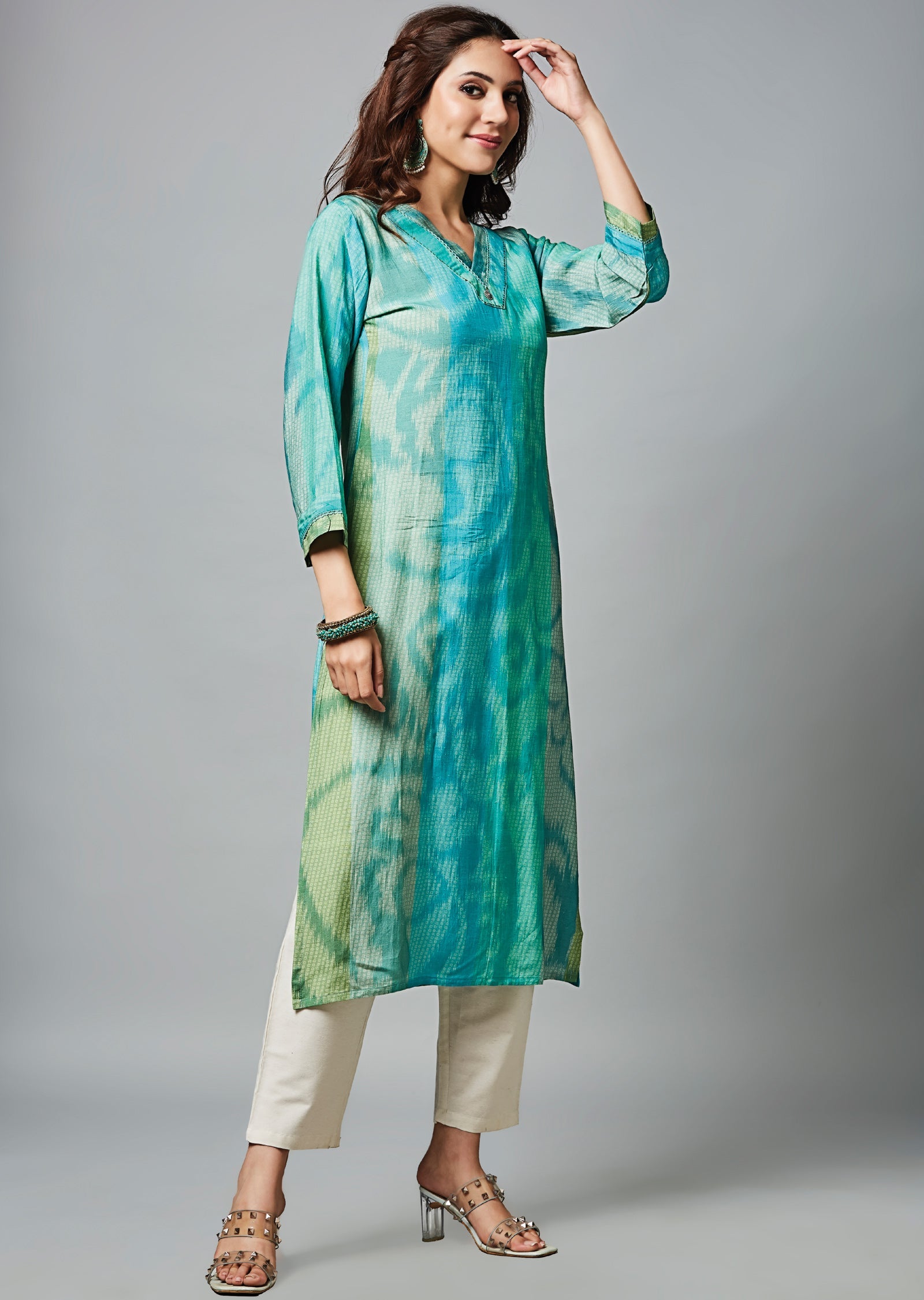 Multi Color Linen Silk Straight Cut