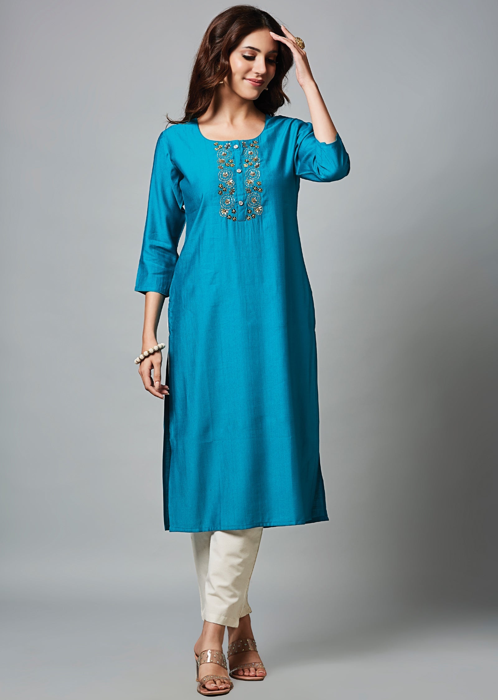 Rama Blue Soft Silk Straight Cut