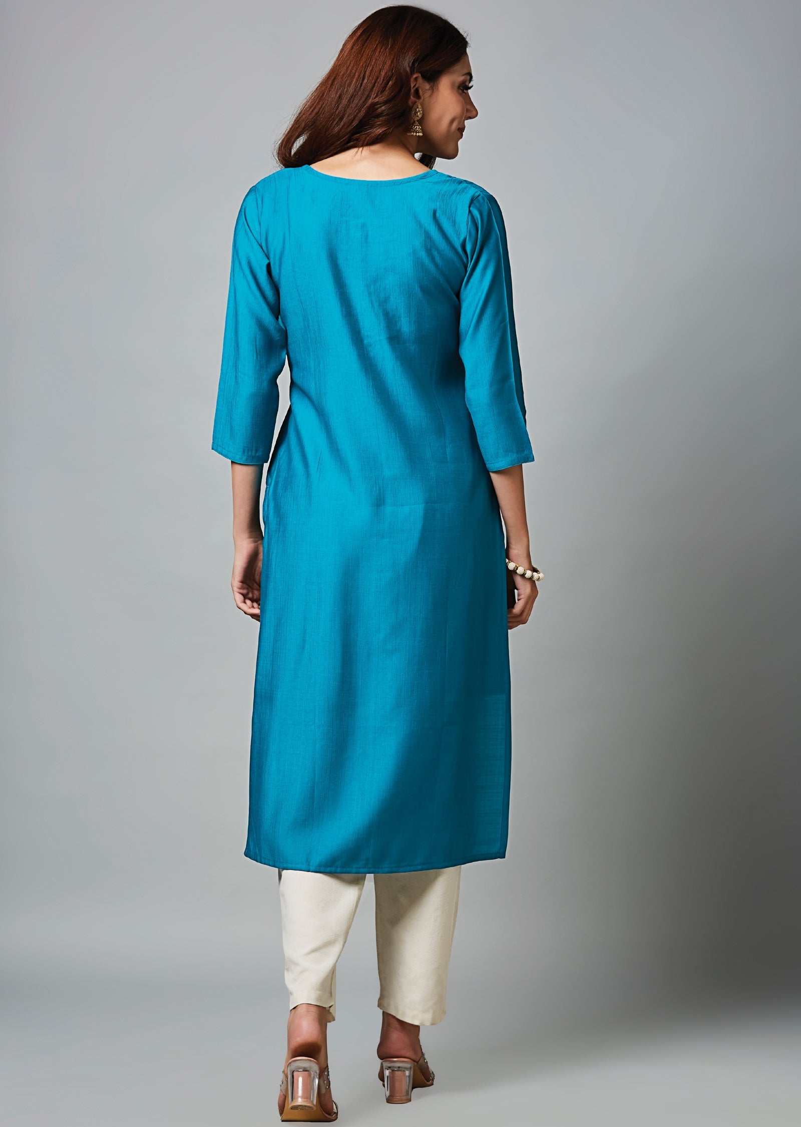 Rama Blue Soft Silk Straight Cut