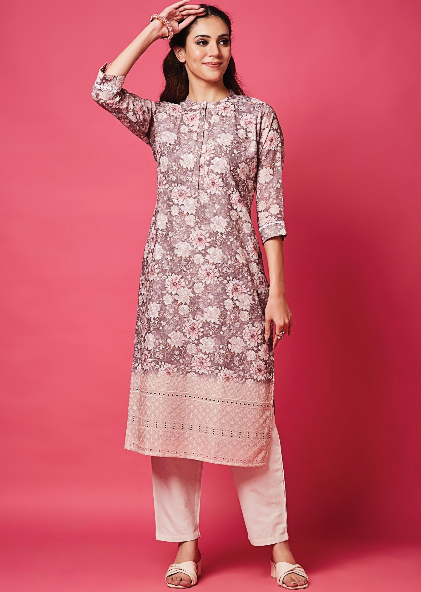 Brown Cotton Straight Cut