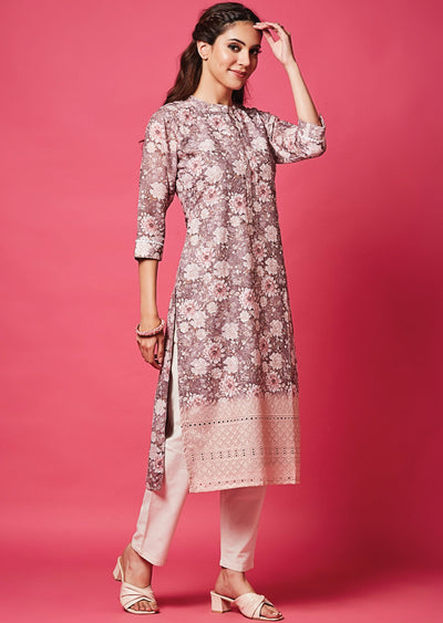 Brown Cotton Straight Cut