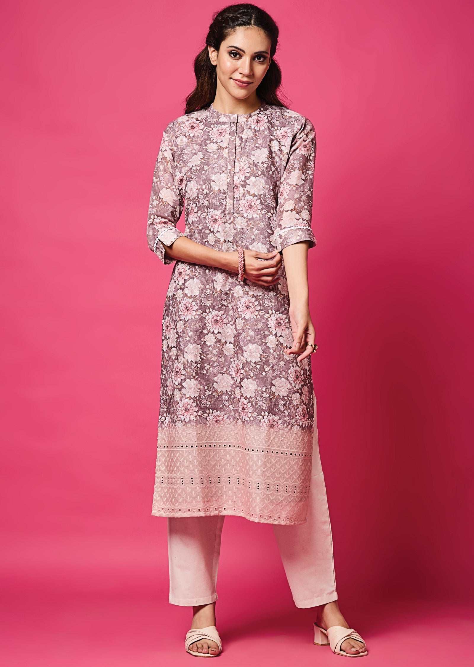 Brown Cotton Straight Cut