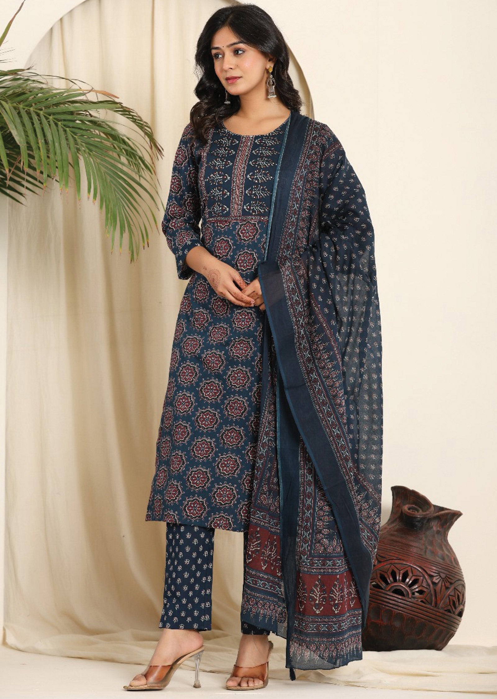 Teal Blue Cotton Straight Cut Suit