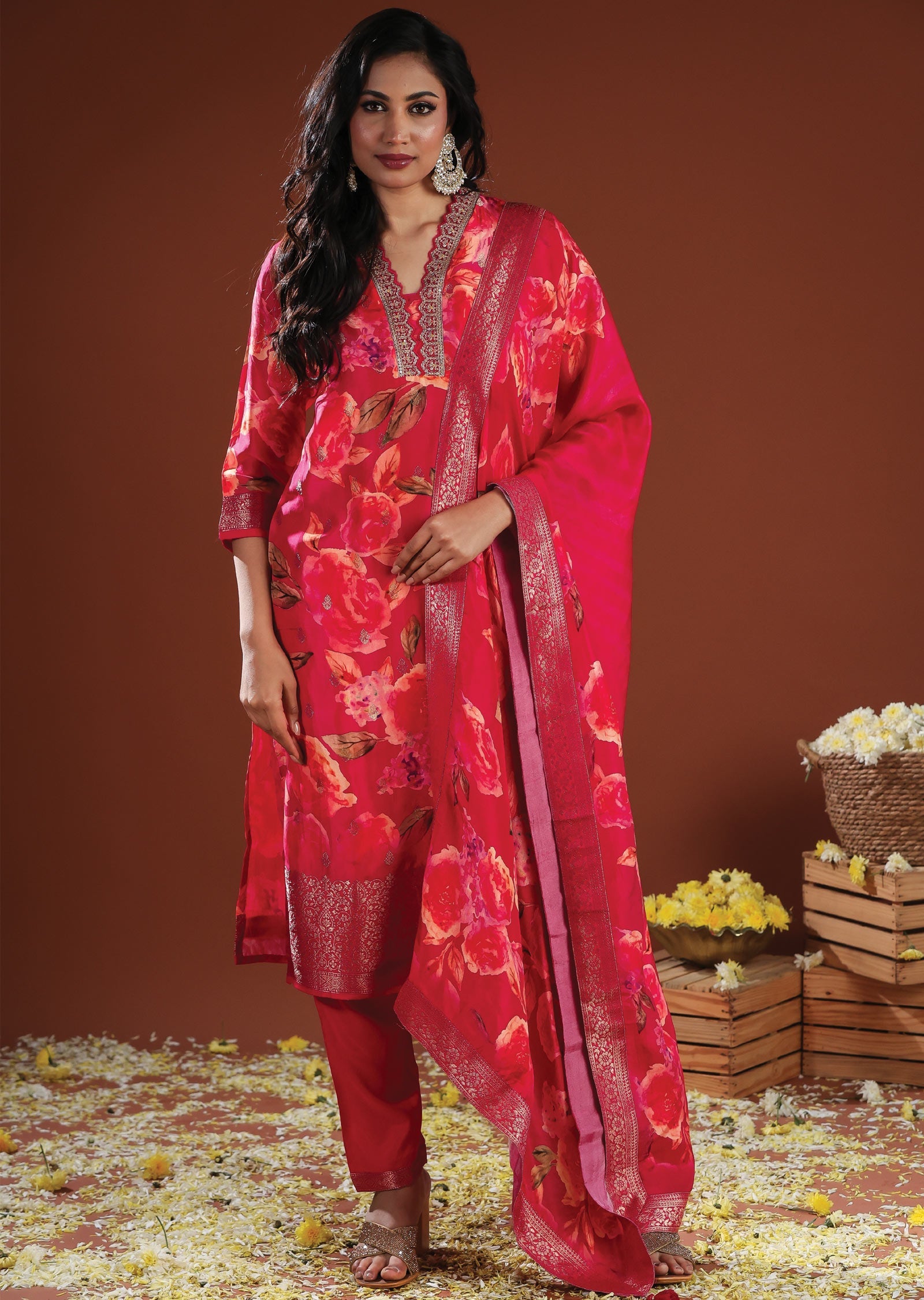 Rani Pink Silk Straight Cut Suit