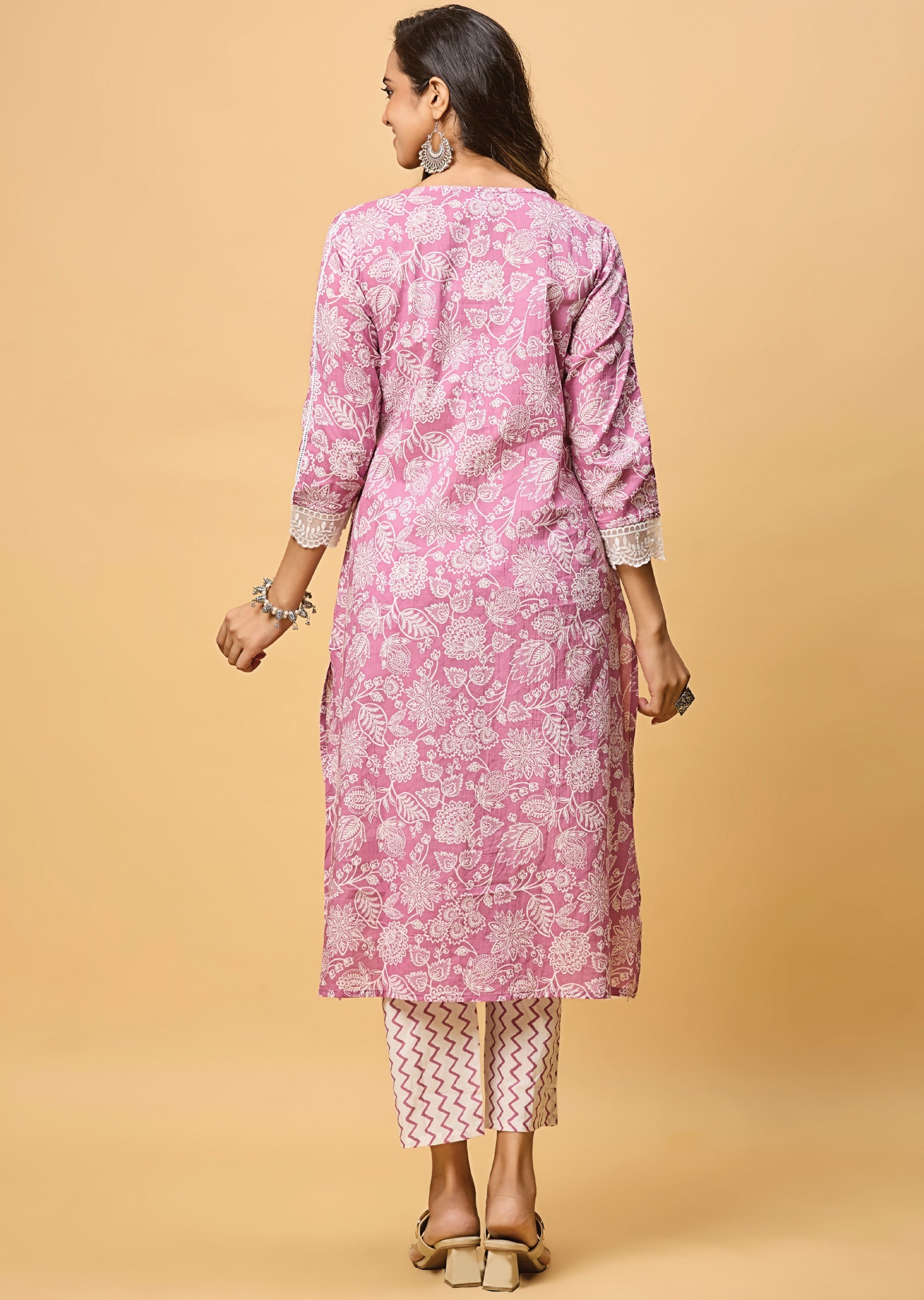 Lavender Cotton Straight Cut Suit