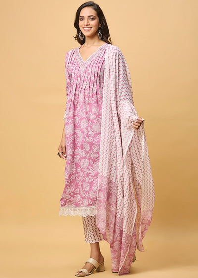 Lavender Cotton Straight Cut Suit