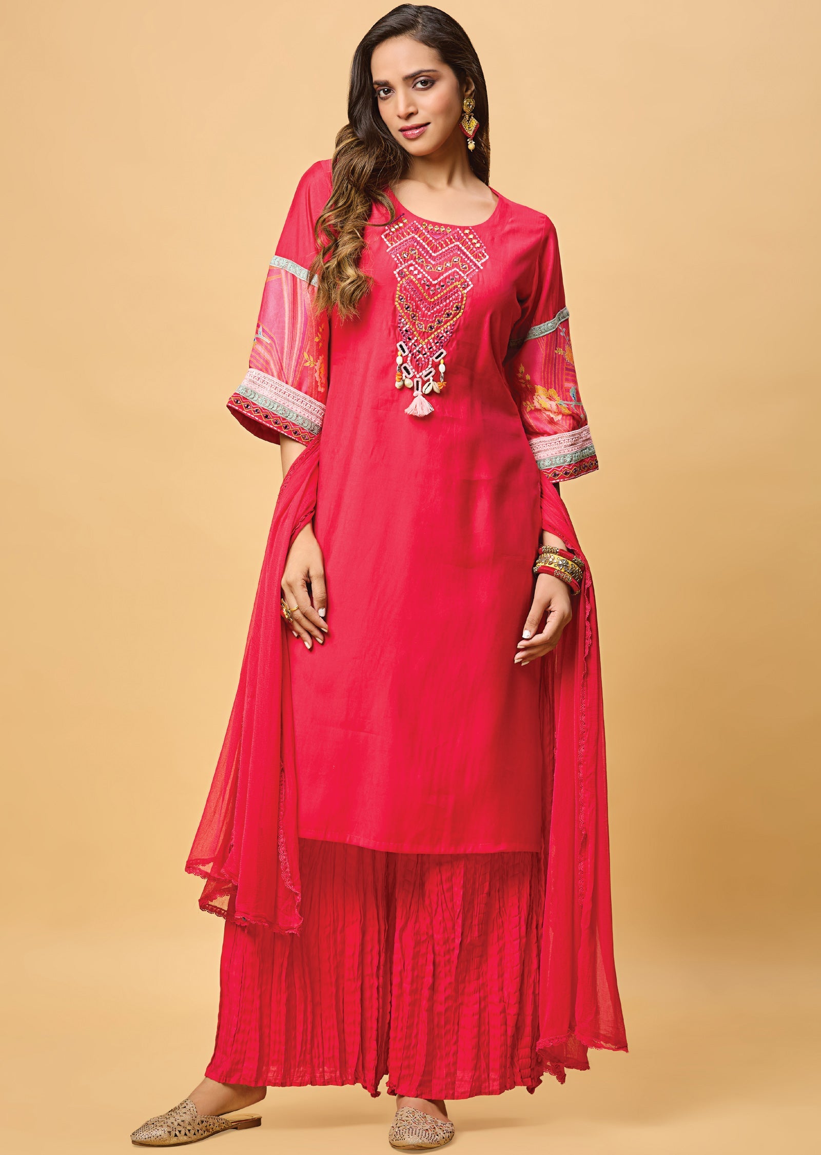 Rani Pink Crush Silk Straight Cut Suit