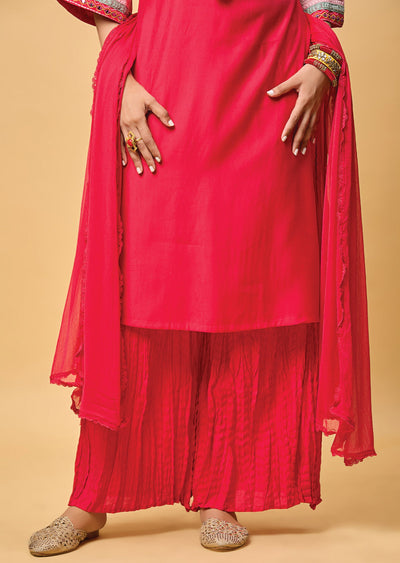 Rani Pink Crush Silk Straight Cut Suit