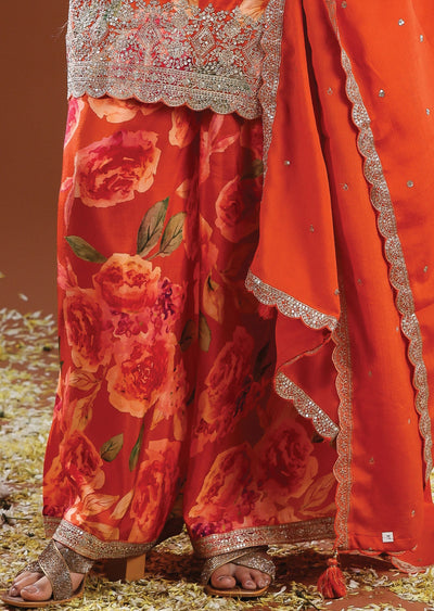 Orange Silk Straight Cut Suit