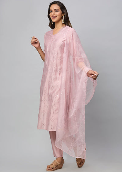 Dusty  Pink Russian Silk Straight Cut Suit