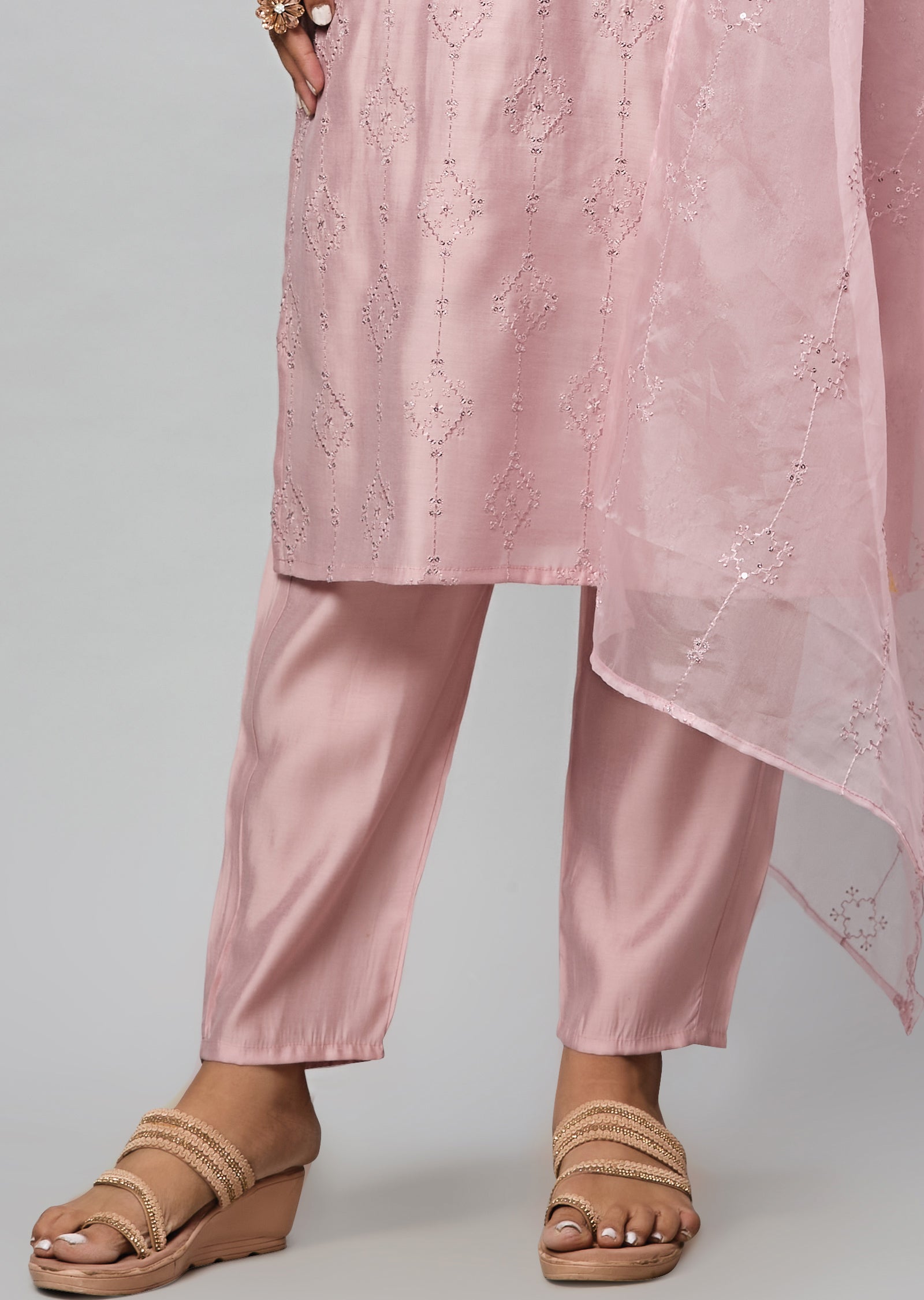 Dusty  Pink Russian Silk Straight Cut Suit
