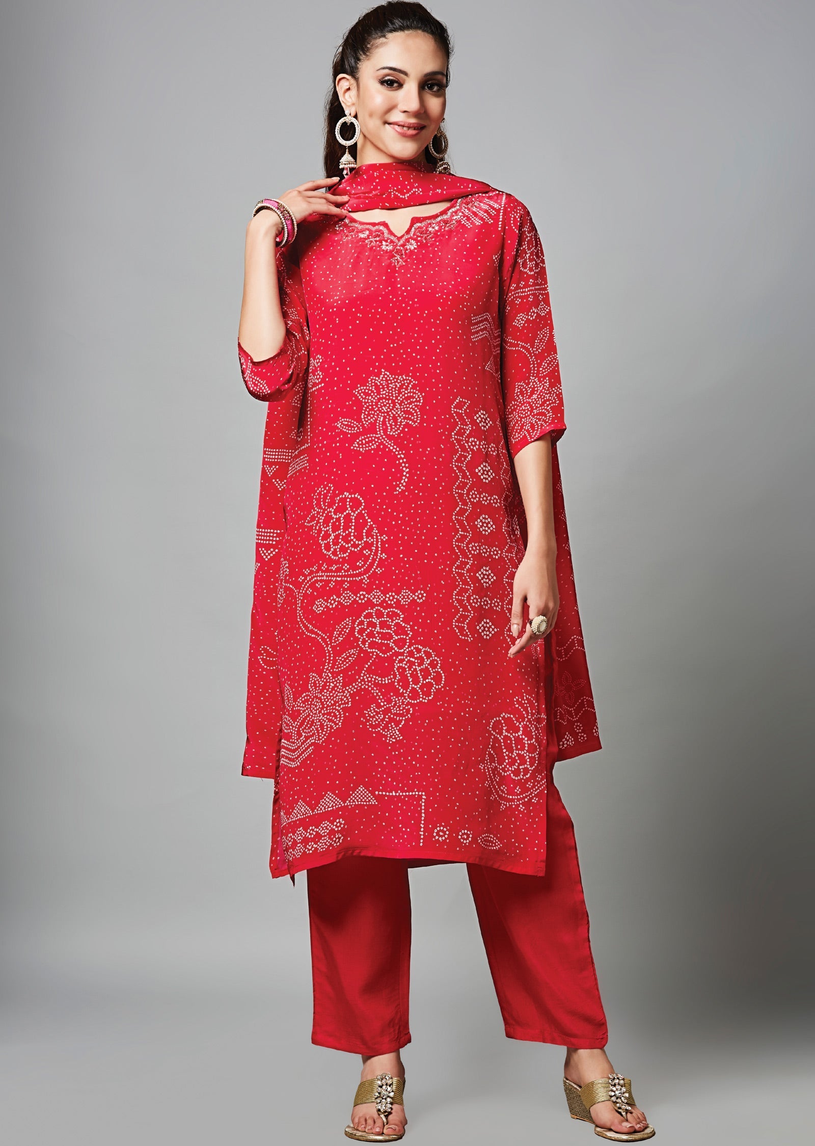 Rani Pink Crepe Straight Cut Suit