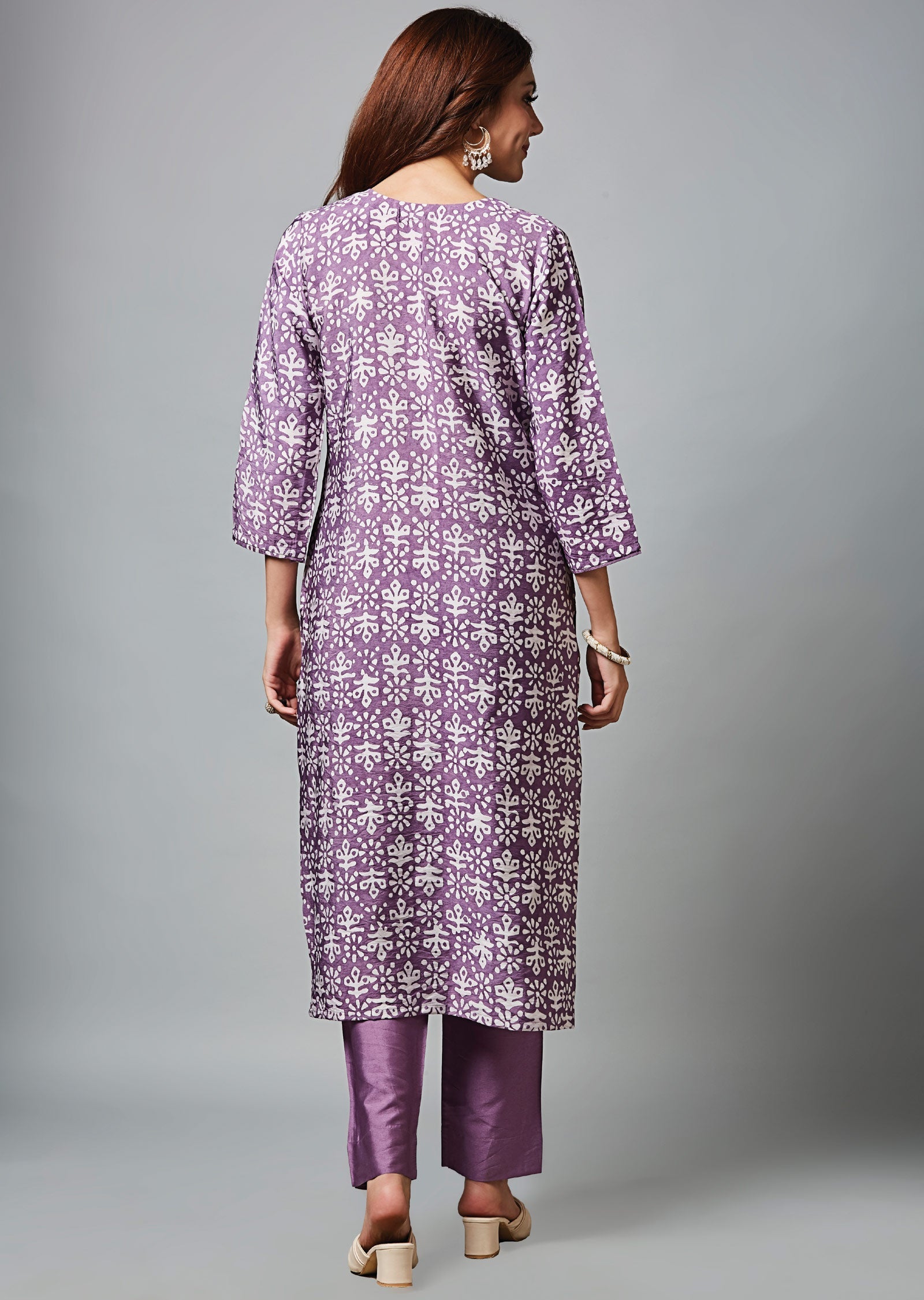 Lavender Chanderi Straight Cut Suit