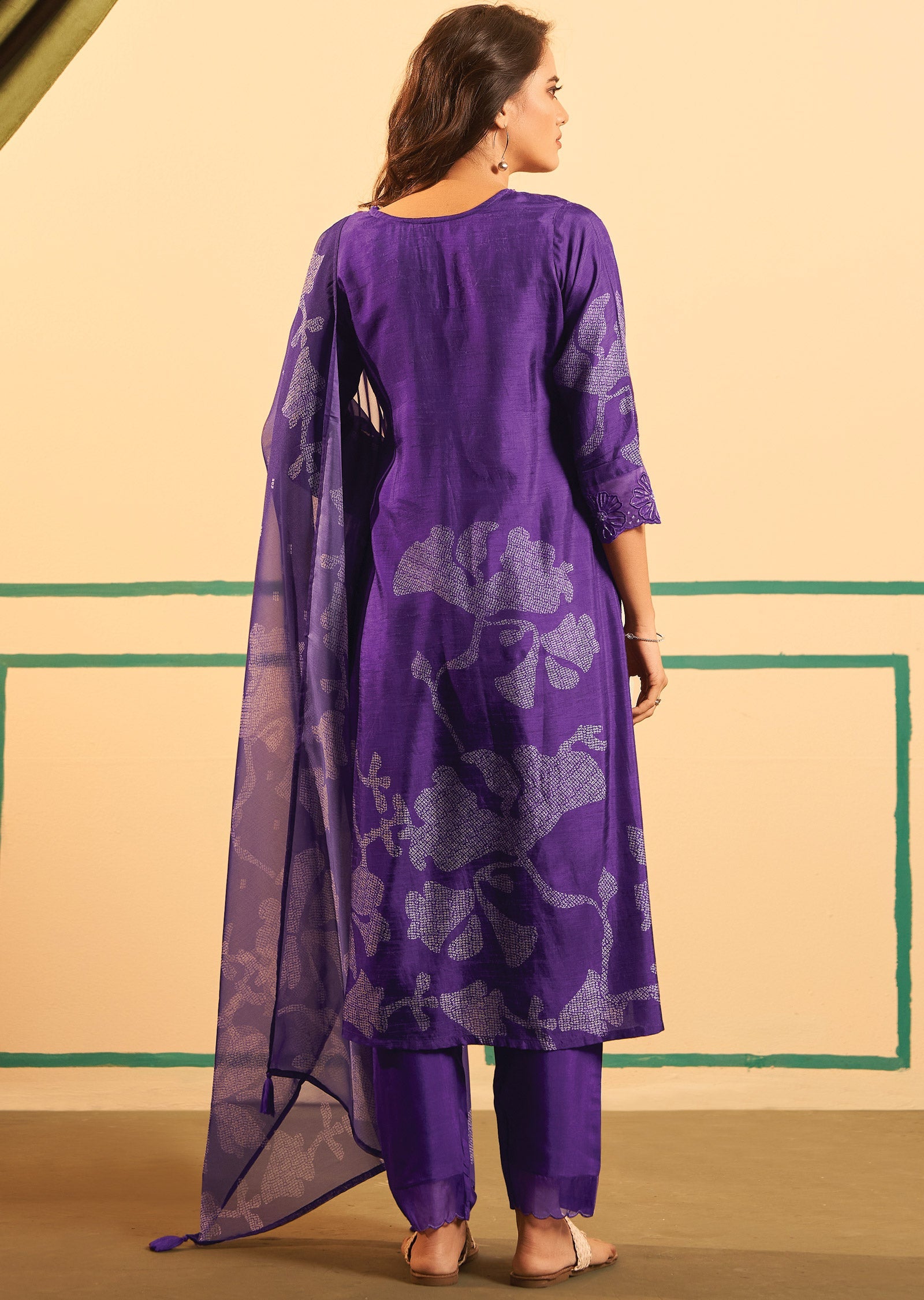 Purple Silk Straight cut suits