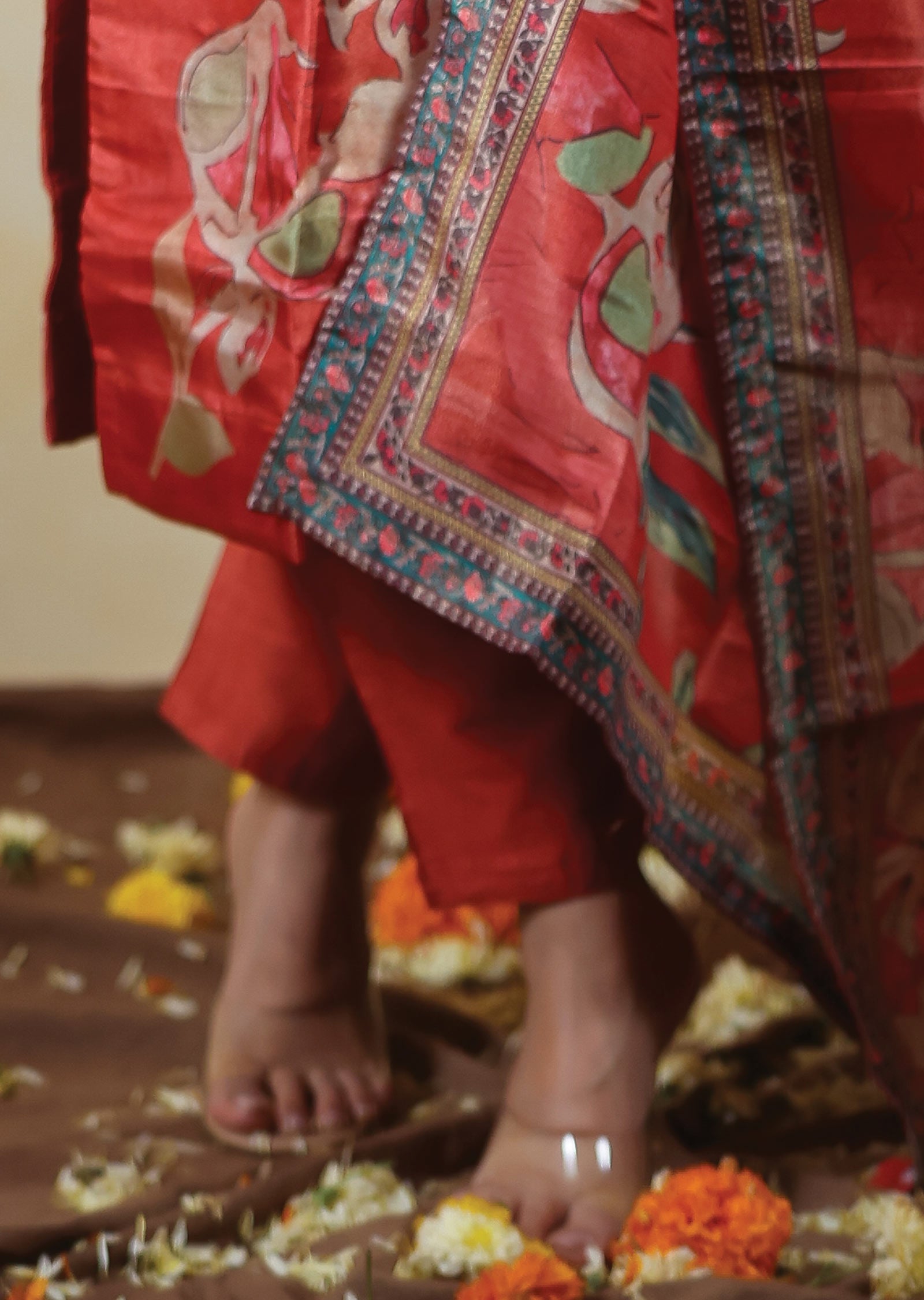 Rust Tissue Silk Straight Cut Suits