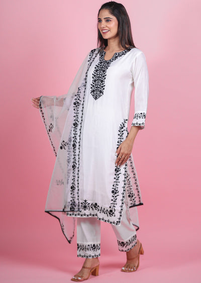 Off White Silk Straight Cut Suits