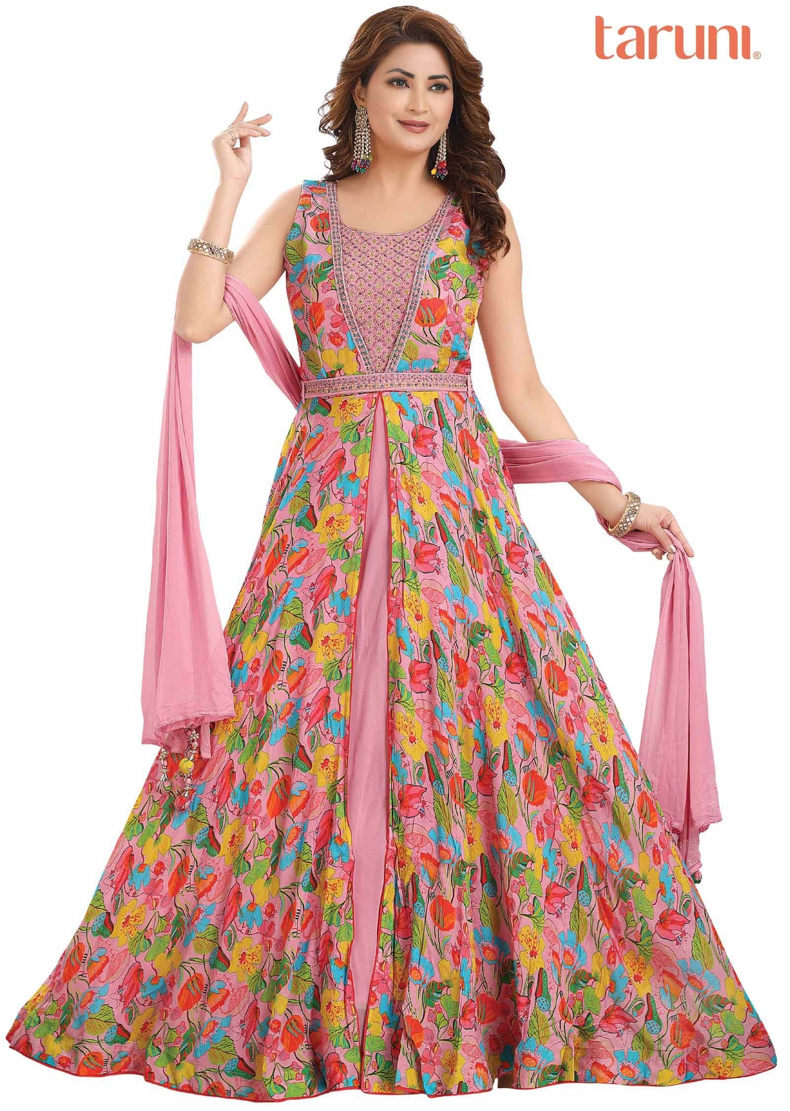 Lavender Chinnon & Georgette Zardosi & Embroidered Anarkali