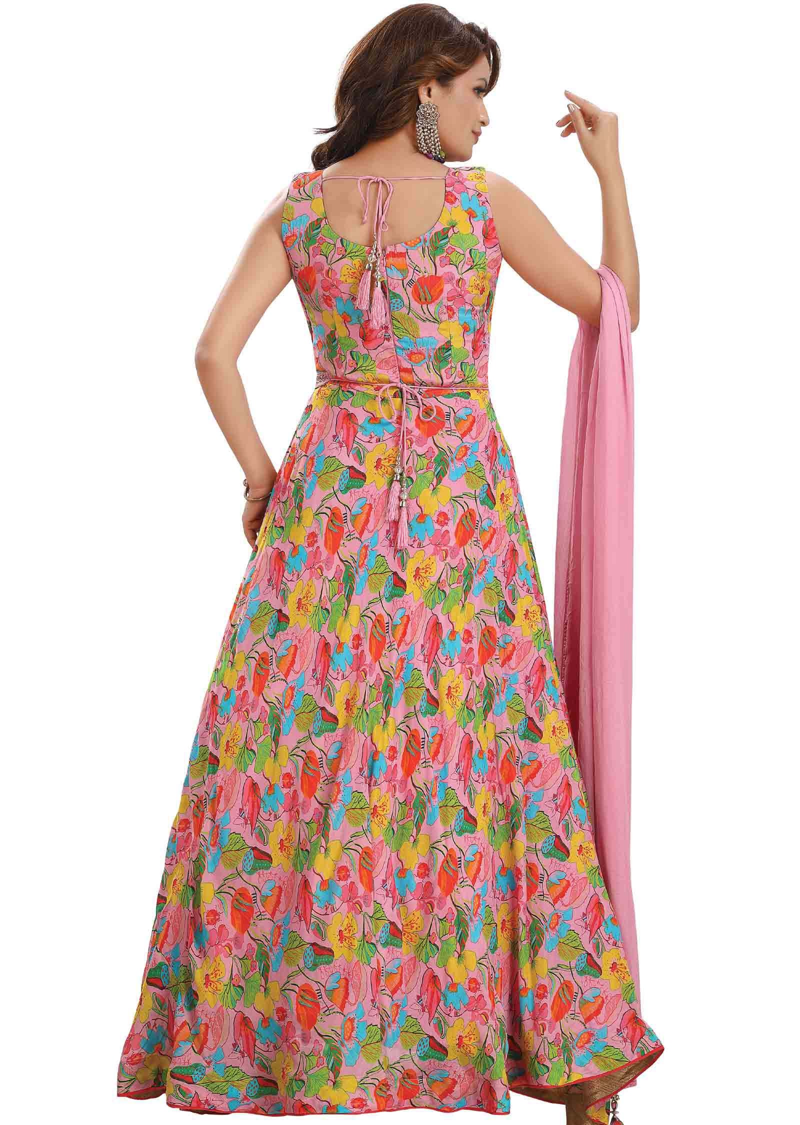 Lavender Chinnon & Georgette Zardosi & Embroidered Anarkali