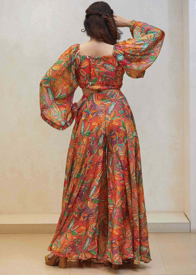 Soft organza Embroidered Fusion/Indo-Western Set