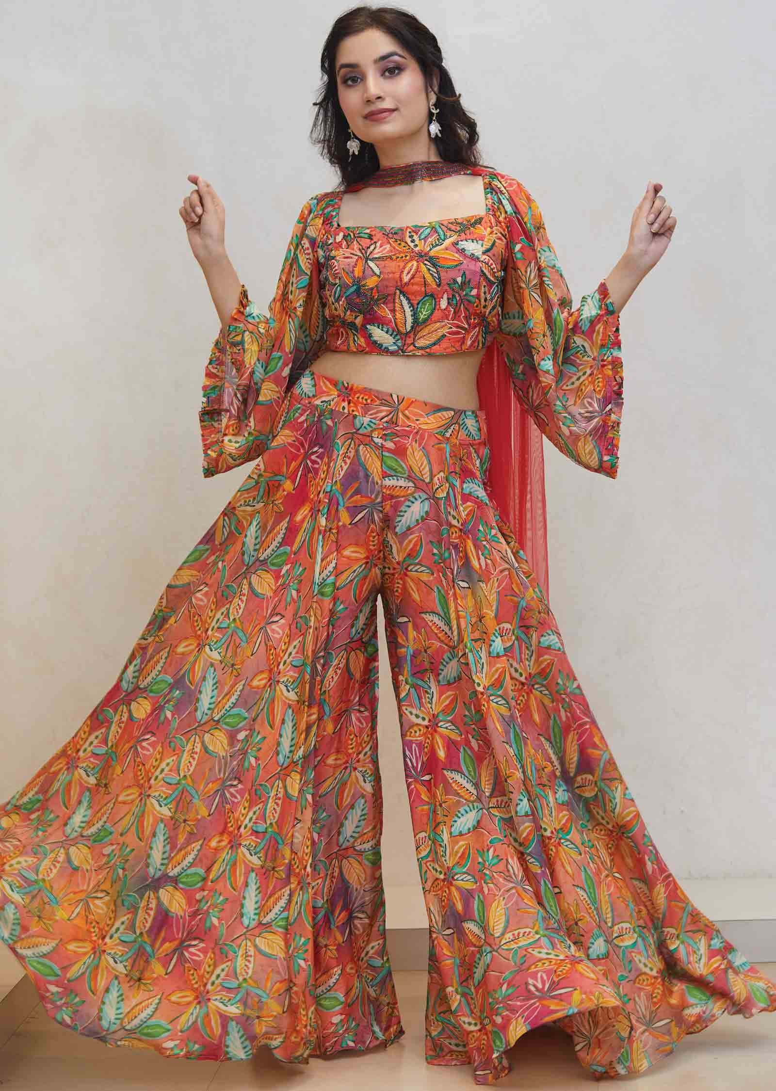 Soft organza Embroidered Fusion/Indo-Western Set