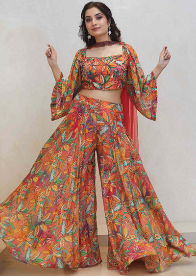 Soft organza Embroidered Fusion/Indo-Western Set