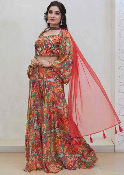 Soft organza Embroidered Fusion/Indo-Western Set