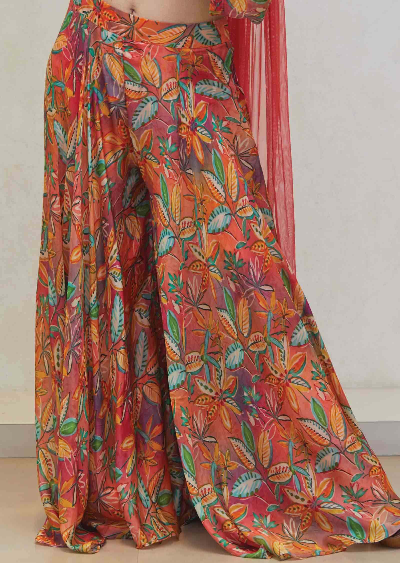 Soft organza Embroidered Fusion/Indo-Western Set