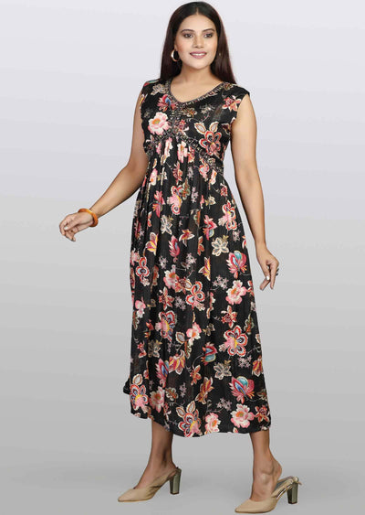 Black Modal Zardosi & Embroidered Frock Style Kurti