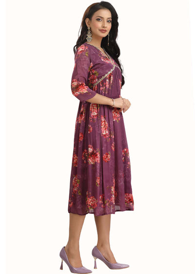 Mouve Chinnon Printed Alia cut Frock Style Kurti