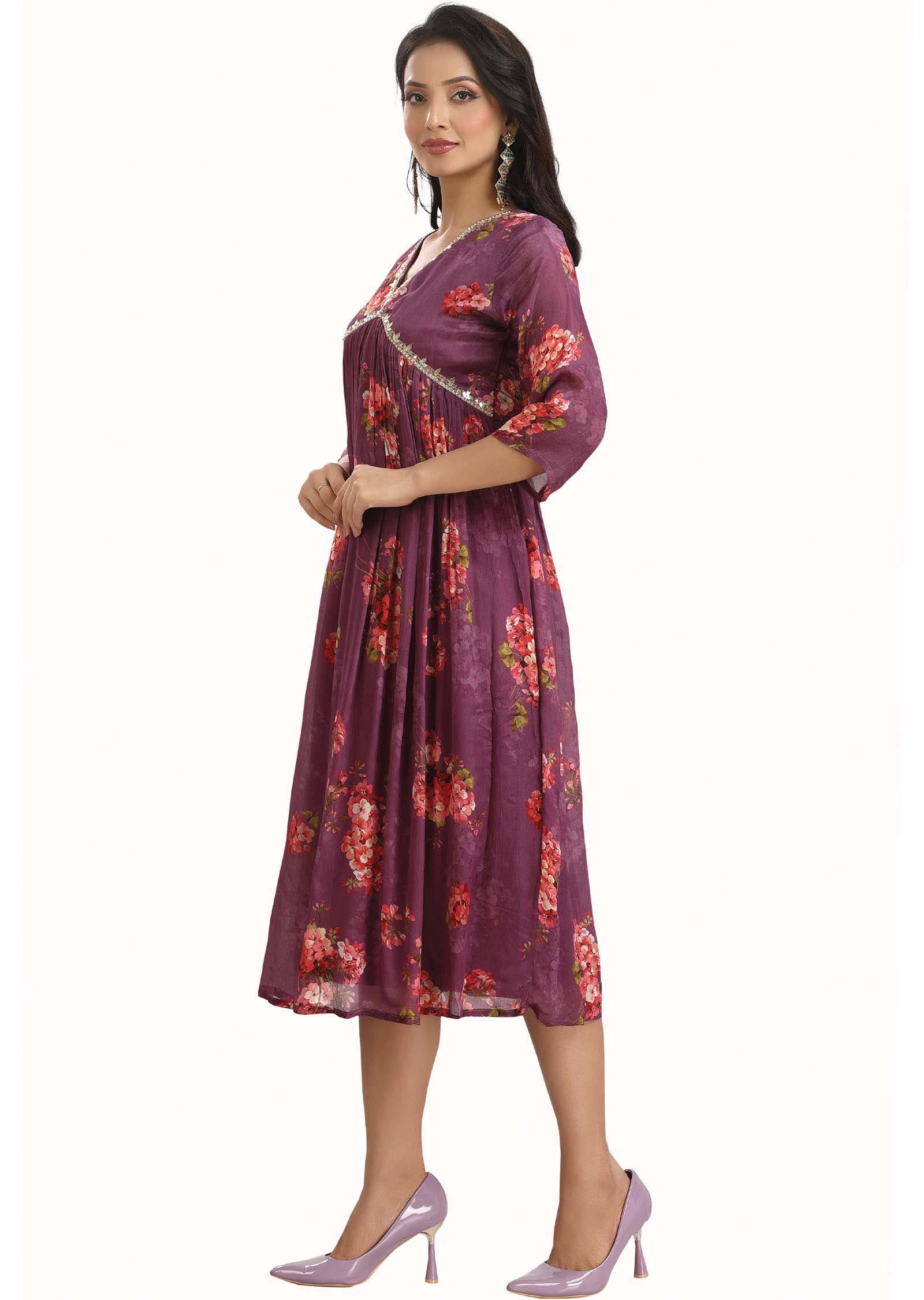 Mouve Chinnon Printed Alia cut Frock Style Kurti