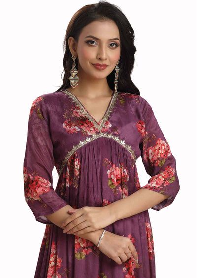 Mouve Chinnon Printed Alia cut Frock Style Kurti