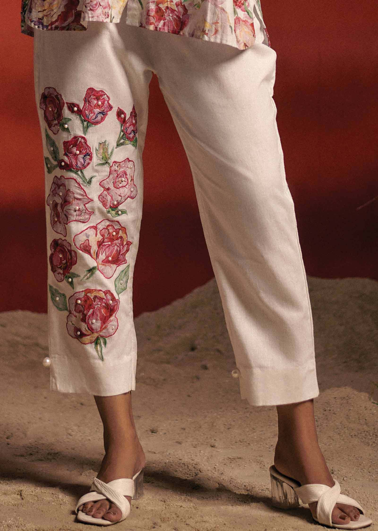 Off White Linen Cotton Printed Co-Ord Set